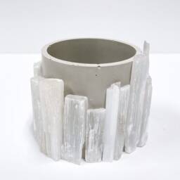 Selenite Crystal Cement Planter Modern Home Decor, Plant Pot Or Votive - thumbnail 3