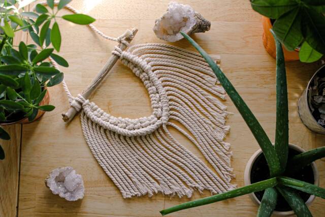 Small Macrame Wall Hanging Geometric Boho Decor - image 1
