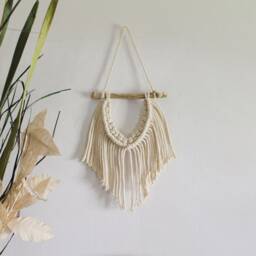 Small Macrame Wall Hanging Geometric Boho Decor - thumbnail 3