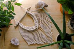 Small Macrame Wall Hanging Geometric Boho Decor - thumbnail 1