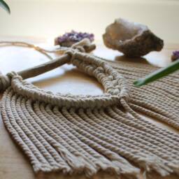 Small Macrame Wall Hanging Geometric Boho Decor - thumbnail 2