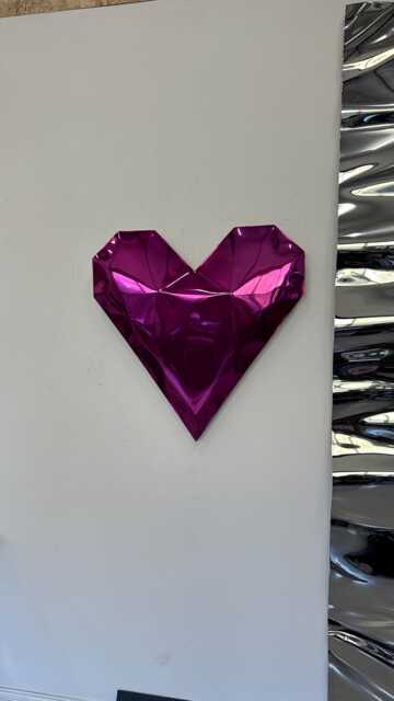 Pink Chrome Heart Sculpture Metal Wall/Garden Art - image 1