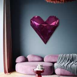 Pink Chrome Heart Sculpture Metal Wall/Garden Art - thumbnail 3