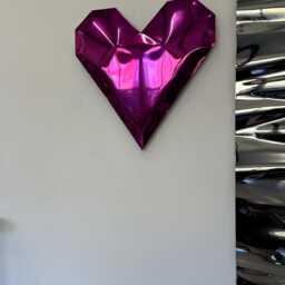 Pink Chrome Heart Sculpture Metal Wall/Garden Art - thumbnail 2
