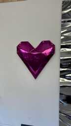 Pink Chrome Heart Sculpture Metal Wall/Garden Art - thumbnail 1