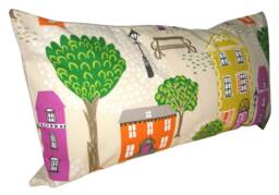 Sanderson Jubilee Square Orange & Purple Bolster Cushion Cover - thumbnail 1