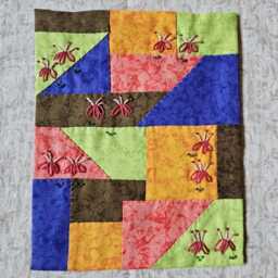 Quilted Wall Hanging Mini, Hand Sewn Art Beaded, Tie Dye Hanging, Rv Small Quilt Embroidery, Housewarming Gift 03 - thumbnail 2