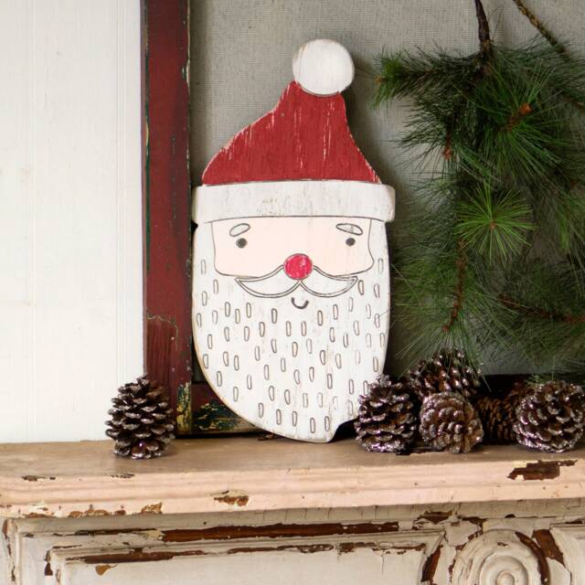 Santa Decor Wooden Claus Face Christmas Decoration Head Wall Outdoor Kids Room - image 1