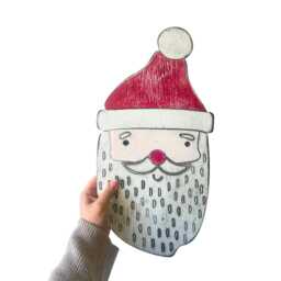 Santa Decor Wooden Claus Face Christmas Decoration Head Wall Outdoor Kids Room - thumbnail 3