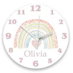 Personalised Girls Nursery Clock - Unicorn Rainbow Bedroom Decor - thumbnail 2