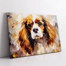 Cavalier King Charles Spaniel Crown Dog Pet Abstract Modern Painting Wall Art, Framed Canvas Poster Print, Home Kitchen Office Room Decor - thumbnail 2