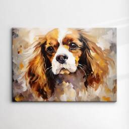 Cavalier King Charles Spaniel Crown Dog Pet Abstract Modern Painting Wall Art, Framed Canvas Poster Print, Home Kitchen Office Room Decor - thumbnail 3