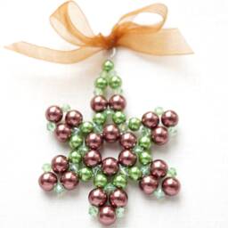 Modern Green Pearl Crystal Snowflake Christmas Tree Ornament Beaded Star Stocking Stuffer Holiday Decoration - thumbnail 3