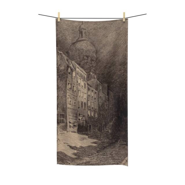 War Of The Worlds, 3 Of 6, Bath Towel, Vintage 1906 Illustration, H.g. Wells - image 1