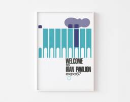 Expo 1967 Iran Pavilion Poster Print Montreal Mid Century Modern Typography Tehran Azadi Tower Air Bauhaus Canada Persia Reza Pahlavi - thumbnail 1