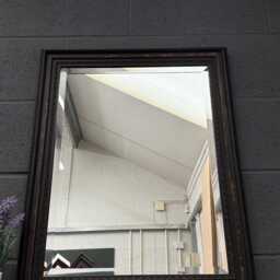Handmade Wall Mirror Handcrafted Bevelled Mirror Distressed Black Made in Cumbria Boho Shabby Chic - thumbnail 2