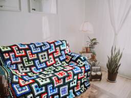 Granny Square Crochet Blanket Made To Order, Hygge Mens Cave Afghan Pure Merino Wool, Double Bed Cover Cottage Chic Gay Wedding Gift