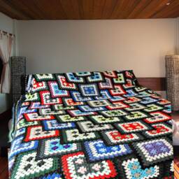 Granny Square Crochet Blanket Made To Order, Hygge Mens Cave Afghan Pure Merino Wool, Double Bed Cover Cottage Chic Gay Wedding Gift - thumbnail 3