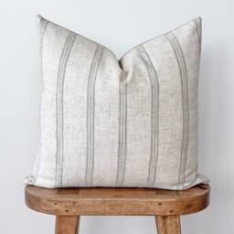 Neutral Stripe Pillow Cover - Beige & Grey Throw Modern Farmhouse Accent Whitney - thumbnail 2