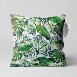 Green Tropical Palm & Eucalyptus Leaves Cushion Cover - Double Sided Printing On The Soft Chenille With Different Size Options Oeko-Tex?? - thumbnail 1