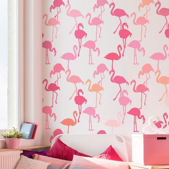 Flamingo Allover Stencil - Fun & Playful Pattern For A Bedroom Tropical Diy Wall Decor - image 1