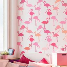 Flamingo Allover Stencil - Fun & Playful Pattern For A Bedroom Tropical Diy Wall Decor - thumbnail 1