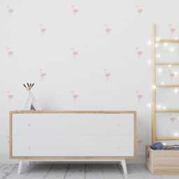 Nursery Wall Decals - Pink Flamingo Stickers Kids Room Decor Removable Vinyl Set Of 40 - thumbnail 2