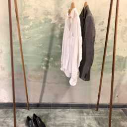 Minimalist Oak Clothes Rack Criss Cross Design - thumbnail 4