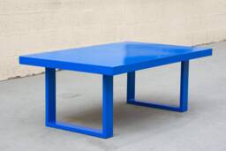 Custom Made Minimalist Steel Coffee Table in Blue, Free U.s. Shipping