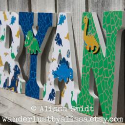 Dinosaur Theme Nursery Letters For Dino Toddler Little Boy Room Dinos Baby Shower Gift Toddler - thumbnail 2