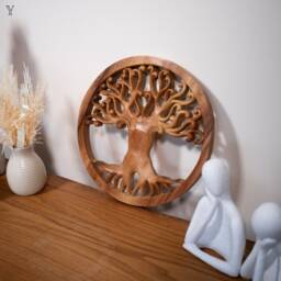 Teak Wood Tree Of Life Wall Art Handcrafted Home Decor - thumbnail 3