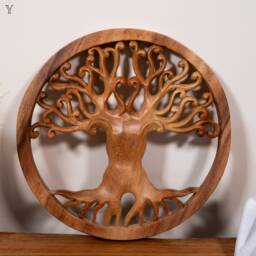 Teak Wood Tree Of Life Wall Art Handcrafted Home Decor - thumbnail 4