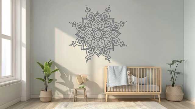 Boho Nursery Mandala Wall Decal, Large Above Crib Decor, Baby Room Mural - image 1