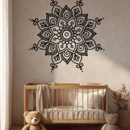 Boho Nursery Mandala Wall Decal, Large Above Crib Decor, Baby Room Mural - thumbnail 4