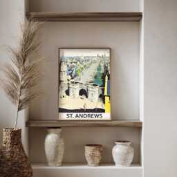 Vintage St Andrews Scotland Travel Poster Historic Town Coastal Wall Art Print - thumbnail 3