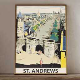 Vintage St Andrews Scotland Travel Poster Historic Town Coastal Wall Art Print - thumbnail 2