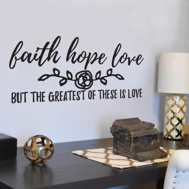 Faith Hope Love Vinyl Wall Decal - 1 Corinthians 1313 Verse - image 1