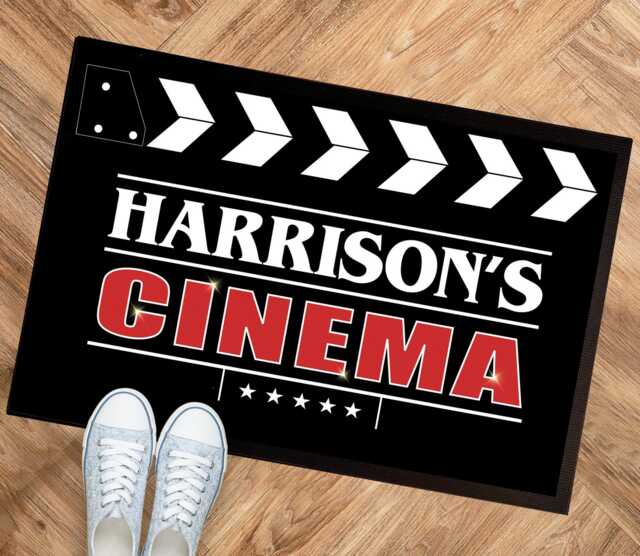 Personalised Cinema Room Door Mat - Clapperboard - Movie Theater Decor Accessories Room - image 1