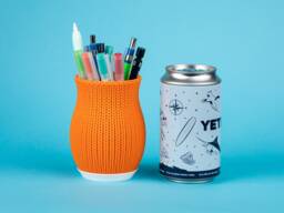Stockinette Mini Vase // Crochet Hooks Storage, Pen Holder, Pencil Container, Knit Stitch Pattern, Colorful Custom 3D Printed Design - thumbnail 1