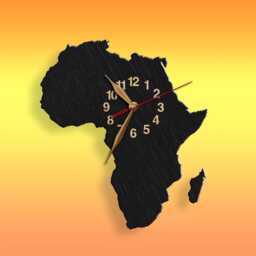 Wall Clock Africa Continent Map Wood Non-Ticking Large 12-18-24Inch Height, Art Decor, Oversized - thumbnail 1