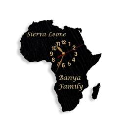 Wall Clock Africa Continent Map Wood Non-Ticking Large 12-18-24Inch Height, Art Decor, Oversized - thumbnail 3