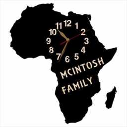 Wall Clock Africa Continent Map Wood Non-Ticking Large 12-18-24Inch Height, Art Decor, Oversized - thumbnail 2