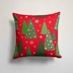 Green Red Christmas Pillow Cover/Glass Tree Cushion Cover/Winter Deer Top/Merry , Gift For Her Cover - thumbnail 3