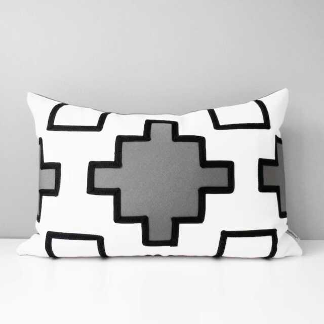 Black & White Geometric Sunbrella Outdoor Pillow Cover - image 1