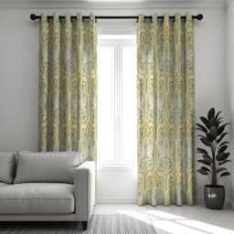 Art Nouveau Floral Curtains, Classic Style Decorative Drapes in Soft Pastel Green & Yellow Tones, Custom Made To Measure Window Panels - thumbnail 3