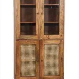 Natural Mango Wood Cabinet With Rattan Doors - thumbnail 4