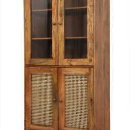 Natural Mango Wood Cabinet With Rattan Doors - thumbnail 3