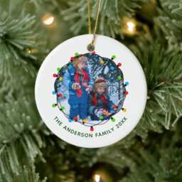 Custom New Home Ornament 2025, Christmas Lights Family Photo Red Green Keepsake Ceramic Ornament, House Newlywed Gift - thumbnail 2