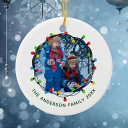Custom New Home Ornament 2025, Christmas Lights Family Photo Red Green Keepsake Ceramic Ornament, House Newlywed Gift