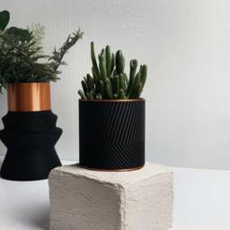 Indoor Planter - Patterned Pot Black & Copper House Plants - thumbnail 3